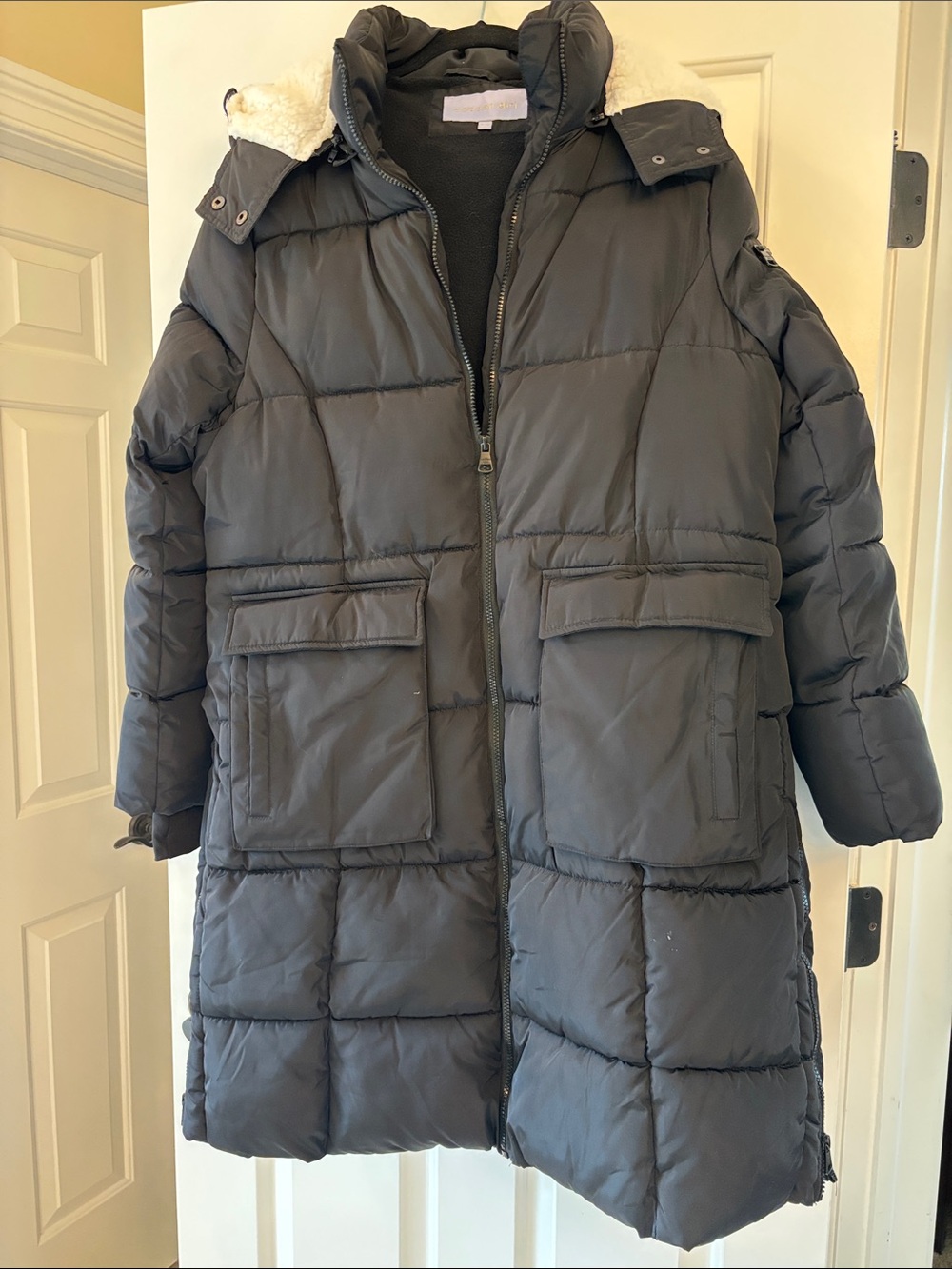 Madden Girl Black Quilted Jacket with Sherpa Interior